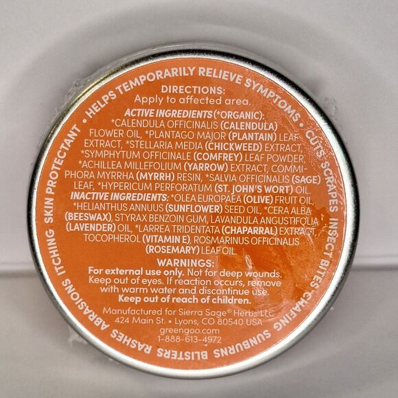 Green Goo First Aid Calendula Yarrow Comfrey Full Size 1.82 Oz New Sealed - Picture 2 of 2